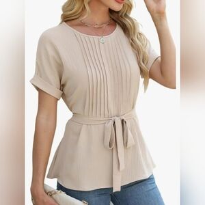 Nwot medium CiCiBird Women Dressy Casual Blouses Summer Peplum Tops Work Pleated